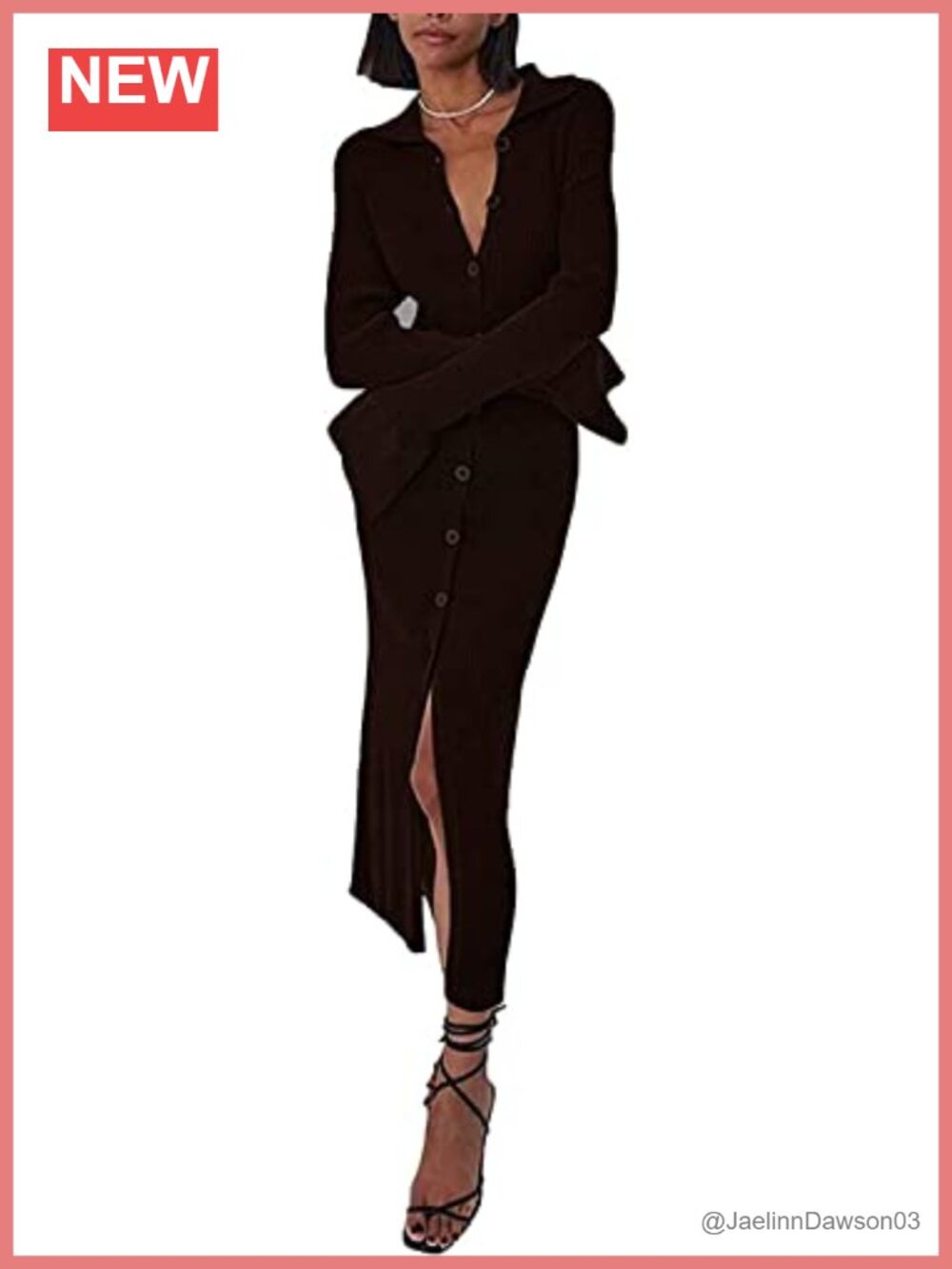Open Front Ribbed Knit Sweater Dress Long Sleeve Bodycon Cardigan Button Down